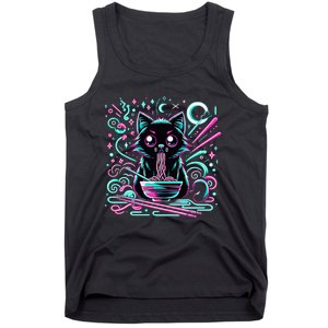 Cat Retro Japanese Noodles Aesthetic Kawaii Cat Tank Top