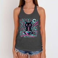 Cat Retro Japanese Noodles Aesthetic Kawaii Cat Women's Knotted Racerback Tank