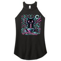 Cat Retro Japanese Noodles Aesthetic Kawaii Cat Women's Perfect Tri Rocker Tank