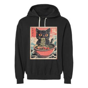 Cat Ramen Japanese Kawaii Cat Anime Garment-Dyed Fleece Hoodie