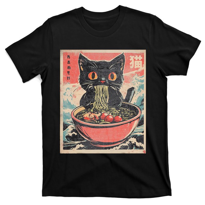 Cat Ramen Japanese Kawaii Cat Anime T-Shirt