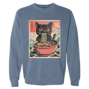 Cat Ramen Japanese Kawaii Cat Anime Garment-Dyed Sweatshirt