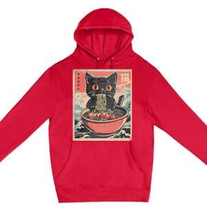 Cat Ramen Japanese Kawaii Cat Anime Premium Pullover Hoodie