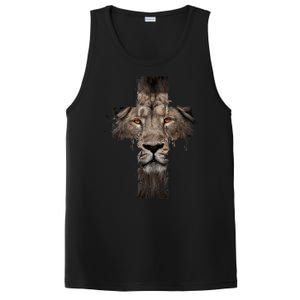 Christian Religious Jesus The Lion Of Judah Cross Retro PosiCharge Competitor Tank