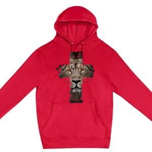 Christian Religious Jesus The Lion Of Judah Cross Retro Premium Pullover Hoodie