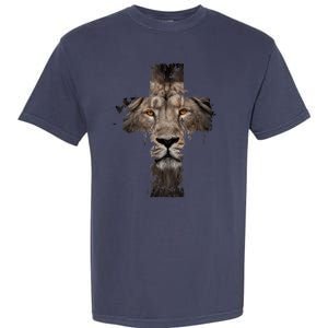 Christian Religious Jesus The Lion Of Judah Cross Retro Garment-Dyed Heavyweight T-Shirt