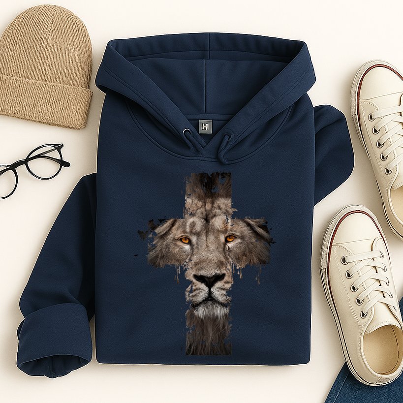 Christian Religious Jesus The Lion Of Judah Cross Retro Hoodie