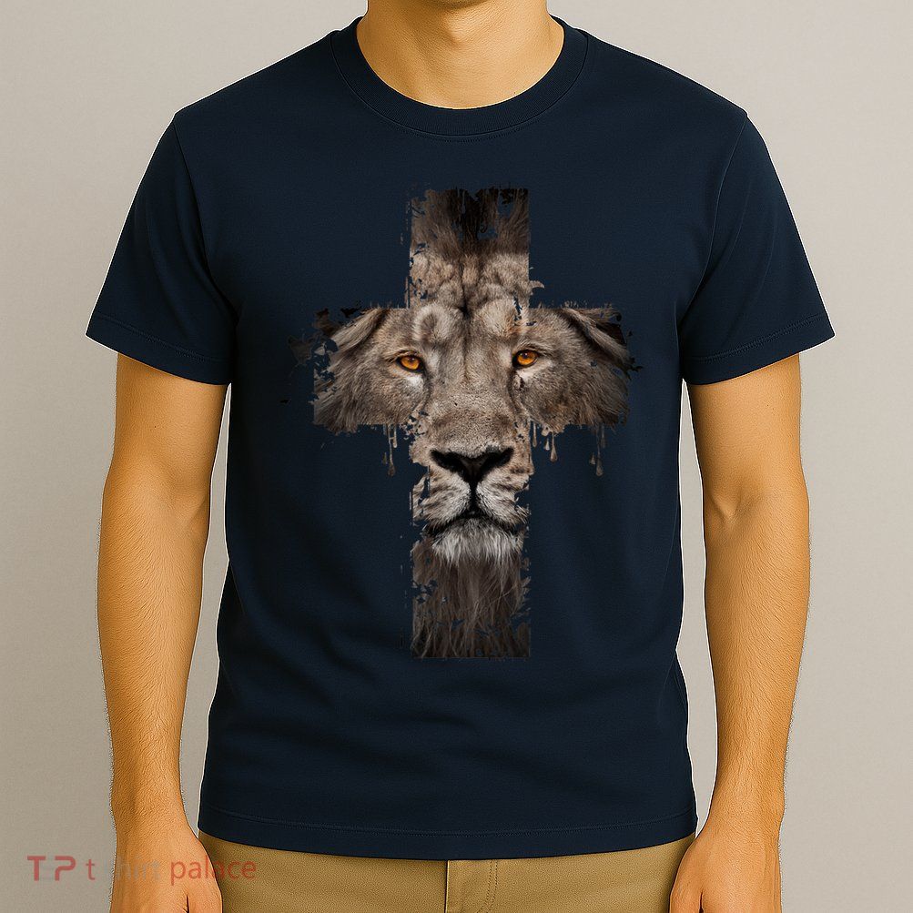 Christian Religious Jesus The Lion Of Judah Cross Retro T-Shirt