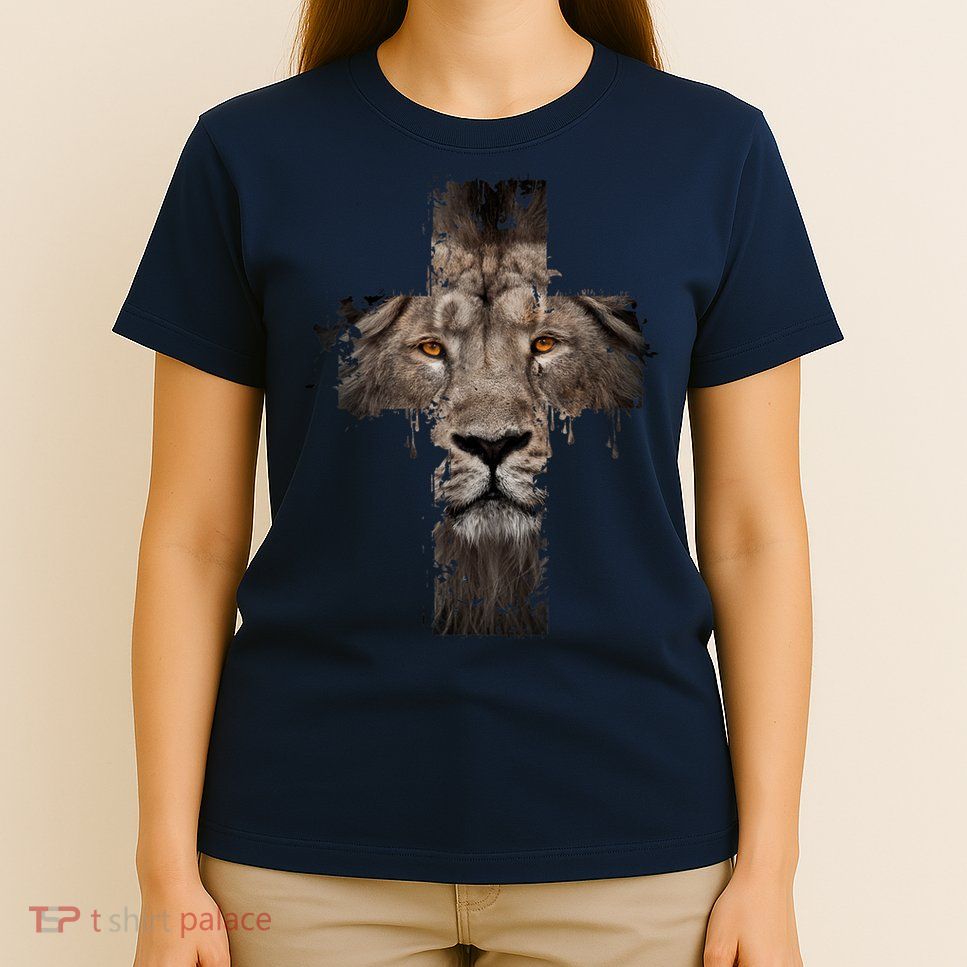 Christian Religious Jesus The Lion Of Judah Cross Retro T-Shirt