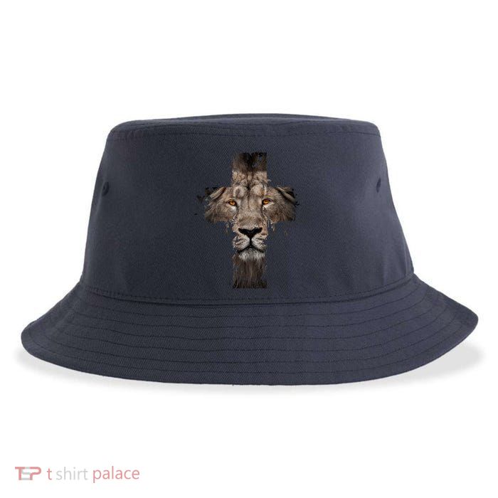 Christian Religious Jesus The Lion Of Judah Cross Retro Sustainable Bucket Hat