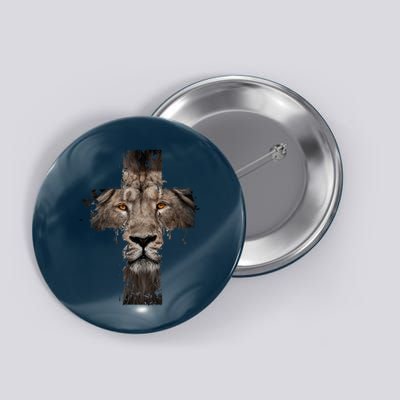 Christian Religious Jesus The Lion Of Judah Cross Retro Button