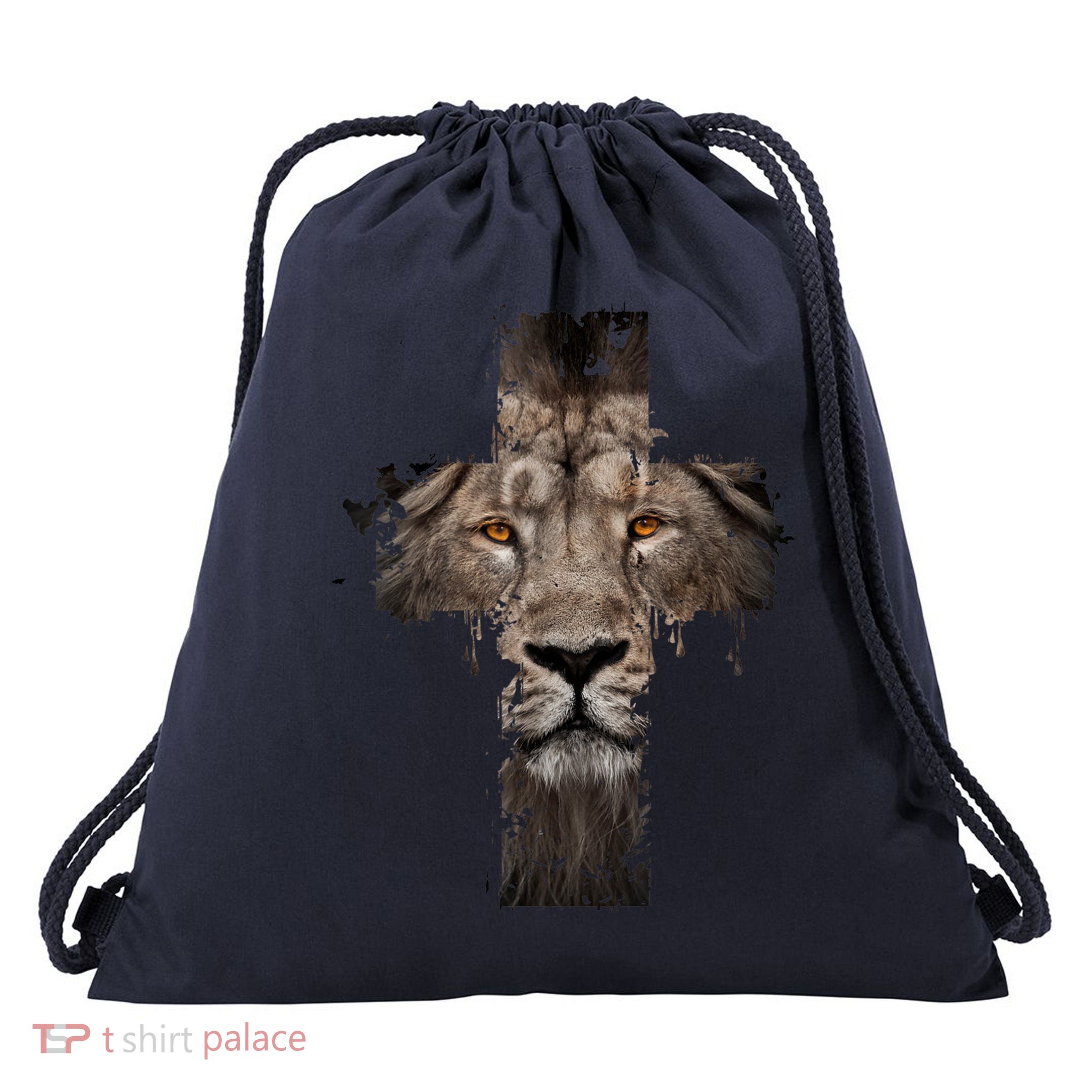 Christian Religious Jesus The Lion Of Judah Cross Retro Drawstring Bag