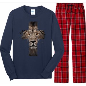 Christian Religious Jesus The Lion Of Judah Cross Retro Long Sleeve Pajama Set