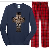 Christian Religious Jesus The Lion Of Judah Cross Retro Long Sleeve Pajama Set