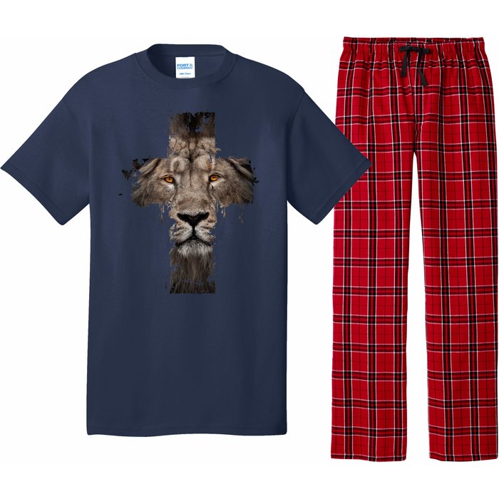 Christian Religious Jesus The Lion Of Judah Cross Retro Pajama Set