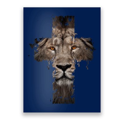 Christian Religious Jesus The Lion Of Judah Cross Retro Poster