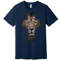 Christian Religious Jesus The Lion Of Judah Cross Retro Premium T-Shirt