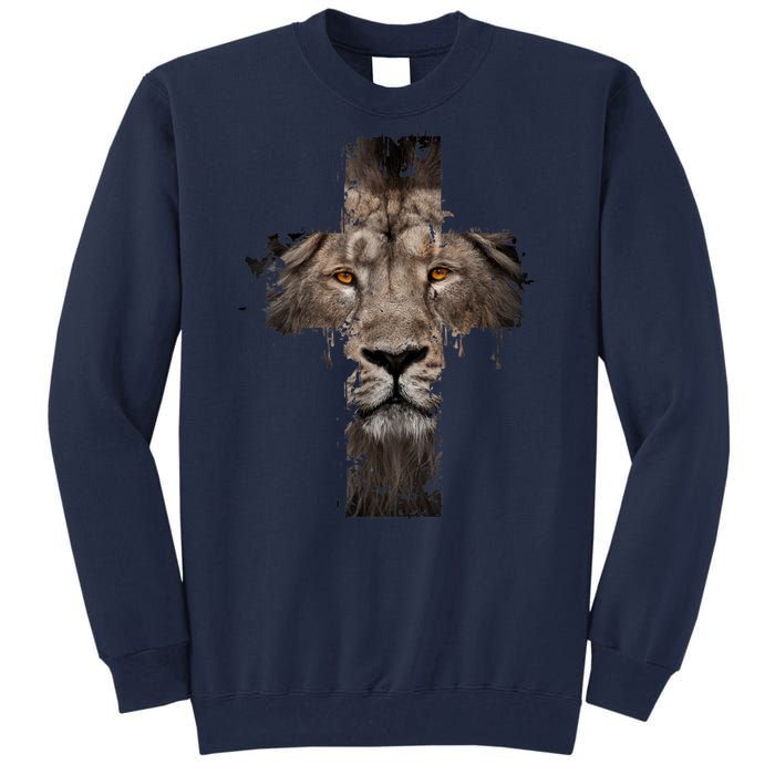 Christian Religious Jesus The Lion Of Judah Cross Retro Tall Sweatshirt