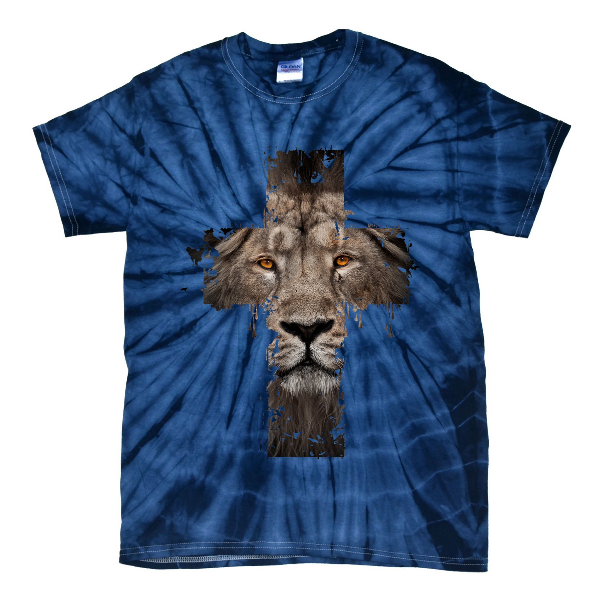 Christian Religious Jesus The Lion Of Judah Cross Retro Tie-Dye T-Shirt