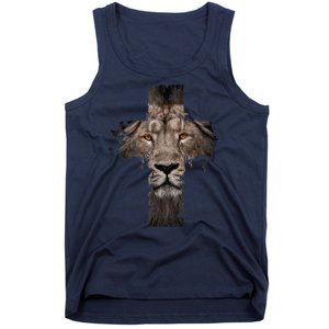 Christian Religious Jesus The Lion Of Judah Cross Retro Tank Top