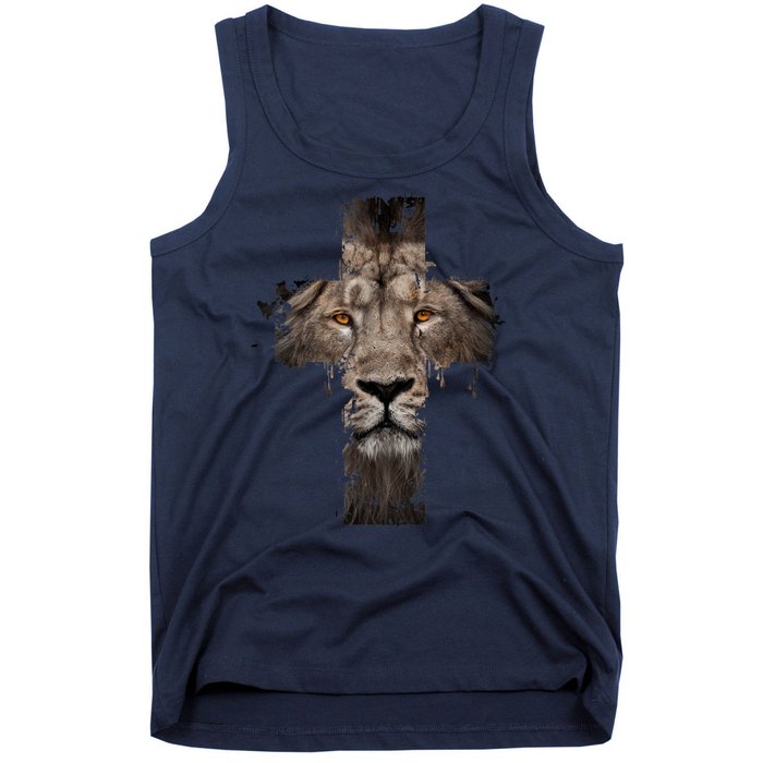 Christian Religious Jesus The Lion Of Judah Cross Retro Tank Top