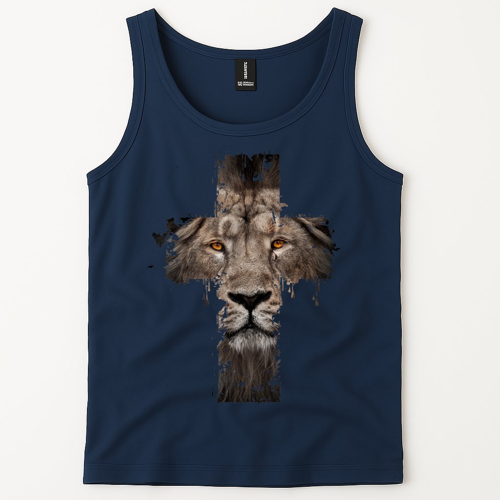 Christian Religious Jesus The Lion Of Judah Cross Retro Tank Top