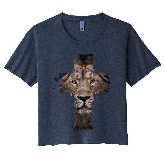 Christian Religious Jesus The Lion Of Judah Cross Retro Crop Top