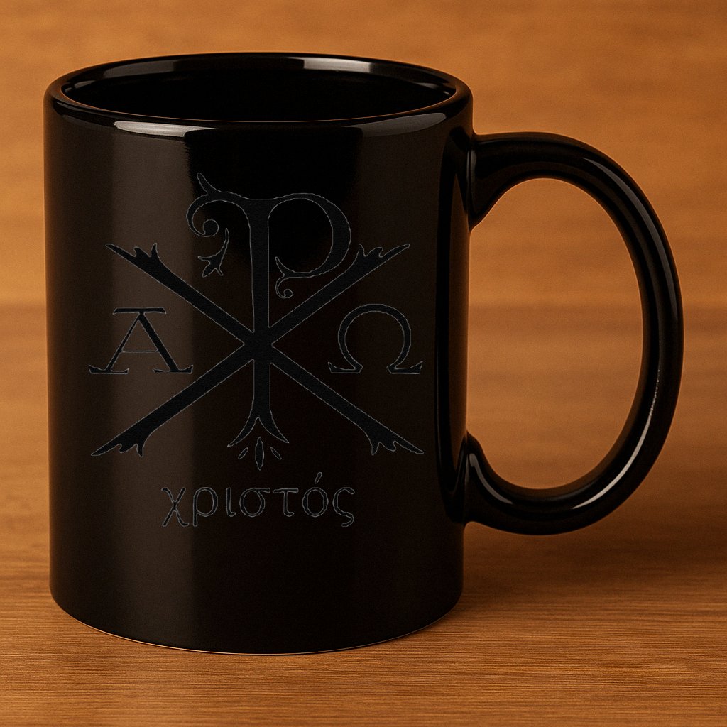 Chi Rho Jesus Christ Christian Ancient Monogram Gift 11oz C Handle Ceramic Mug