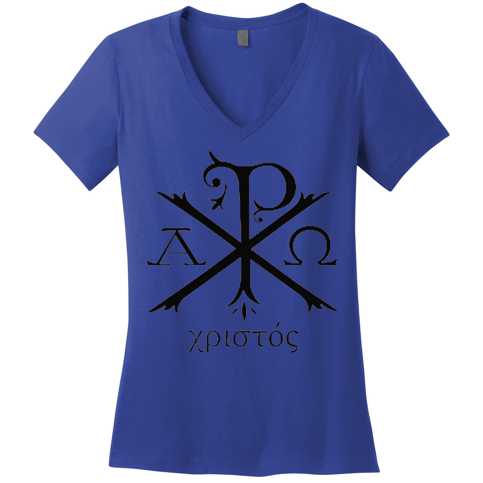 Chi Rho Jesus Christ Christian Ancient Monogram Gift Women's V-Neck T-Shirt