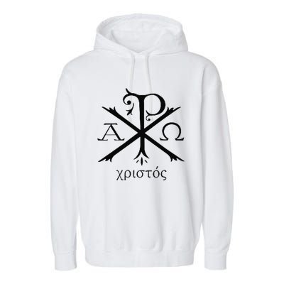 Chi Rho Jesus Christ Christian Ancient Monogram Gift Garment-Dyed Fleece Hoodie