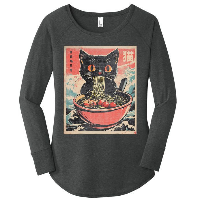 Cat Ramen Japanese Funny Kawaii Cat Anime Women's Perfect Tri Tunic Long Sleeve Shirt