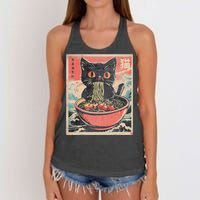 Cat Ramen Japanese Funny Kawaii Cat Anime Women's Knotted Racerback Tank