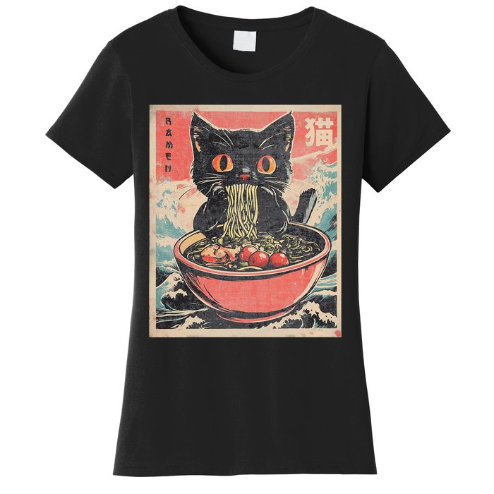 Cat Ramen Japanese Funny Kawaii Cat Anime Women's T-Shirt