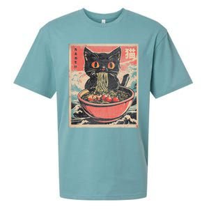 Cat Ramen Japanese Funny Kawaii Cat Anime Sueded Cloud Jersey T-Shirt