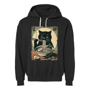 Cat Ramen Japanese Funny Graphic Kawaii Cat Anime Gifts Garment-Dyed Fleece Hoodie