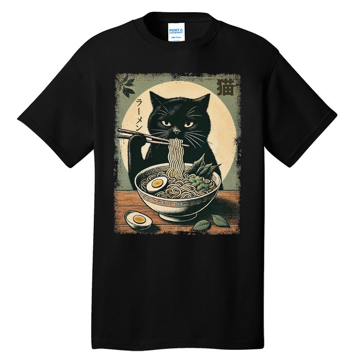 Cat Ramen Japanese Funny Graphic Kawaii Cat Anime Gifts Tall T-Shirt