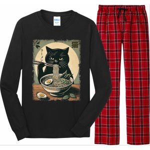 Cat Ramen Japanese Funny Graphic Kawaii Cat Anime Gifts Long Sleeve Pajama Set