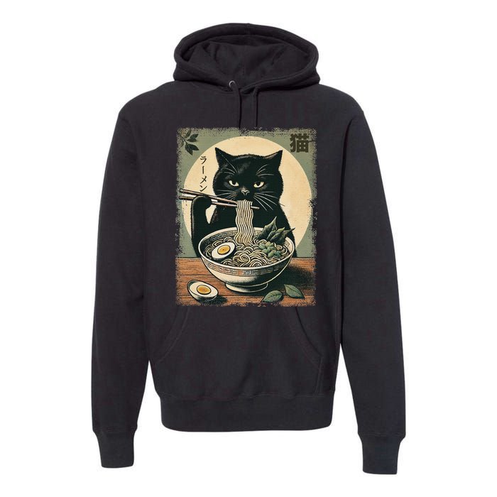 Cat Ramen Japanese Funny Graphic Kawaii Cat Anime Gifts Premium Hoodie