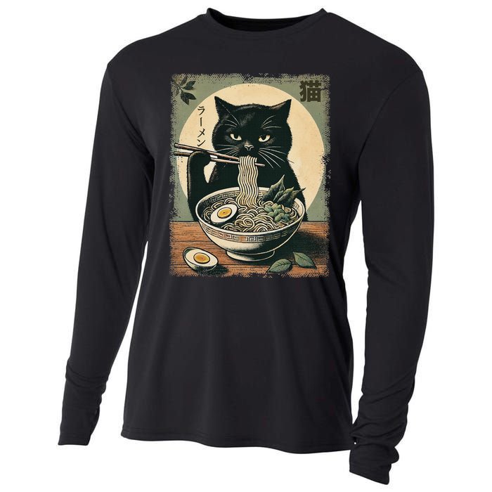 Cat Ramen Japanese Funny Graphic Kawaii Cat Anime Gifts Cooling Performance Long Sleeve Crew