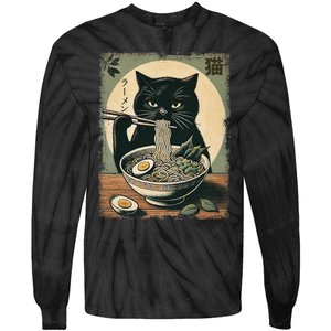 Cat Ramen Japanese Funny Graphic Kawaii Cat Anime Gifts Tie-Dye Long Sleeve Shirt