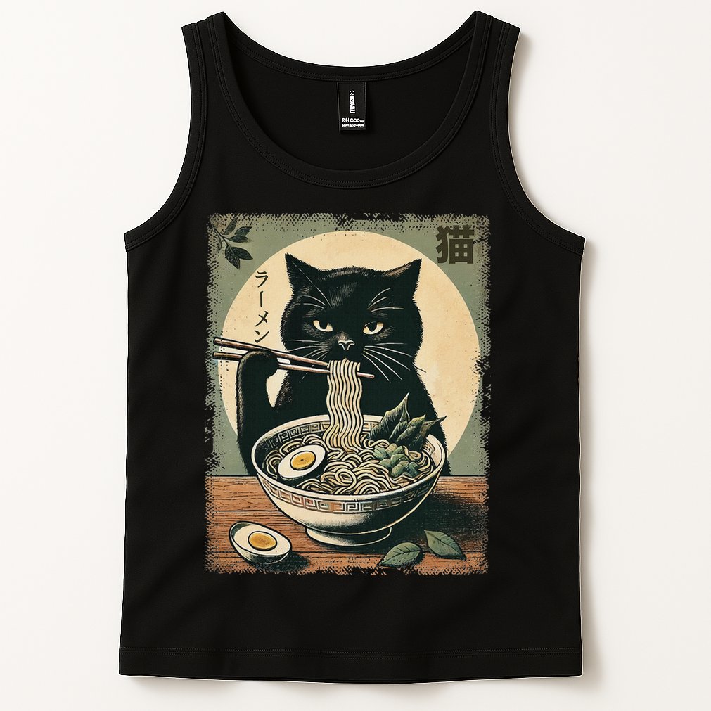 Cat Ramen Japanese Funny Graphic Kawaii Cat Anime Gifts Tank Top
