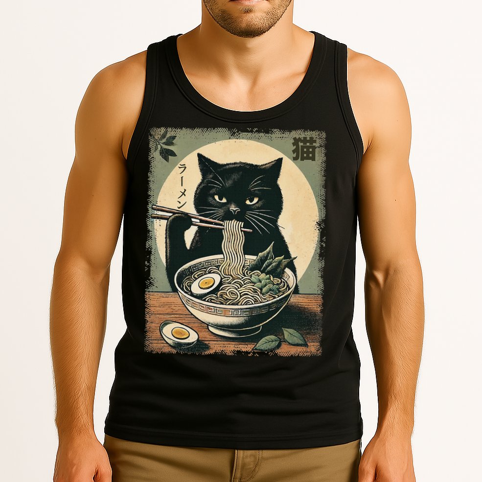 Cat Ramen Japanese Funny Graphic Kawaii Cat Anime Gifts Tank Top