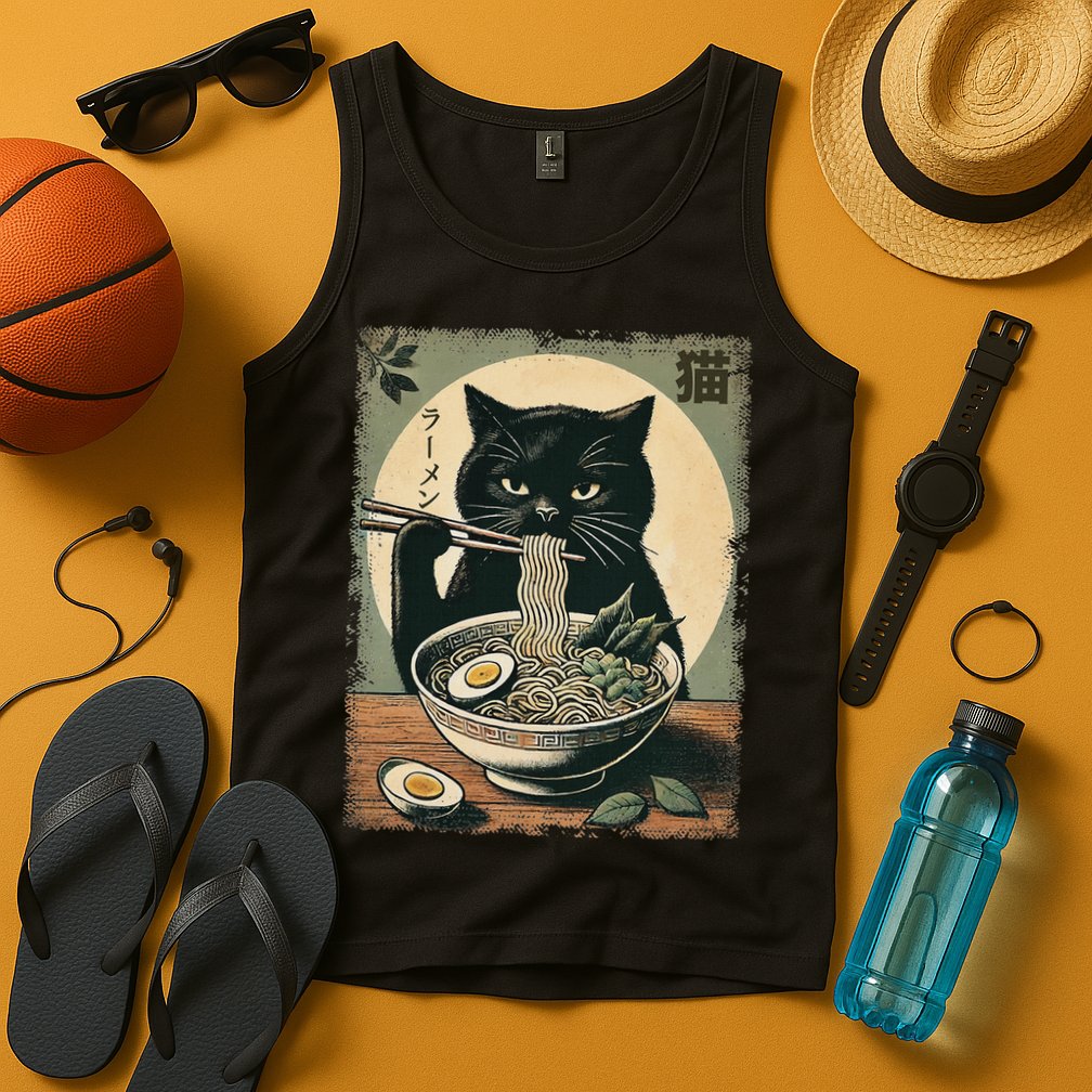 Cat Ramen Japanese Funny Graphic Kawaii Cat Anime Gifts Tank Top