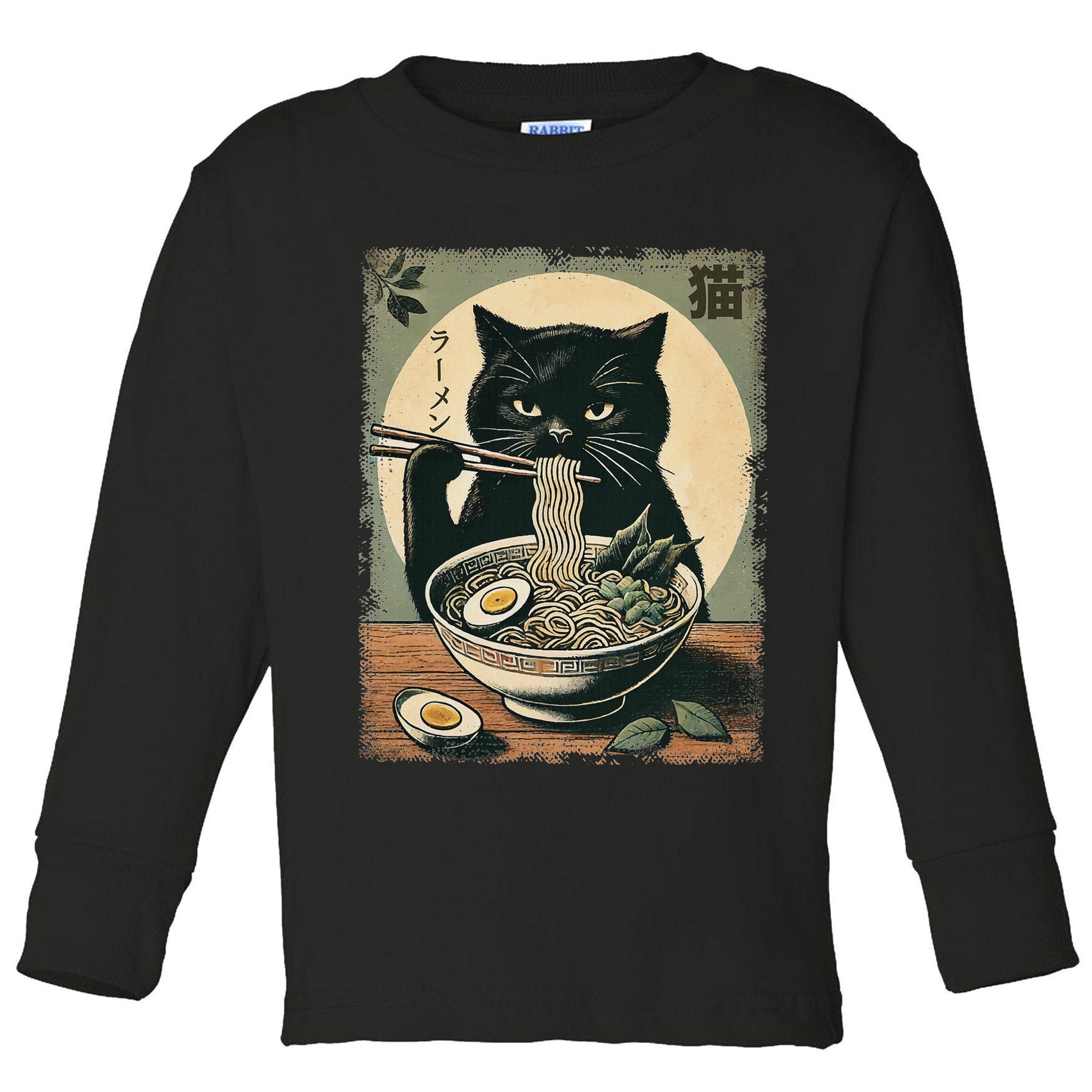 Cat Ramen Japanese Funny Graphic Kawaii Cat Anime Gifts Toddler Long Sleeve Shirt