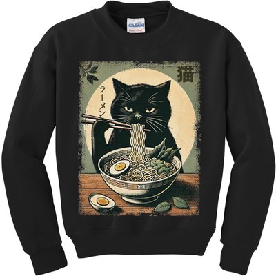 Cat Ramen Japanese Funny Graphic Kawaii Cat Anime Gifts Kids Sweatshirt