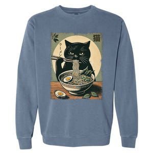 Cat Ramen Japanese Funny Graphic Kawaii Cat Anime Gifts Garment-Dyed Sweatshirt