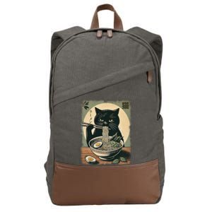 Cat Ramen Japanese Funny Graphic Kawaii Cat Anime Gifts Cotton Canvas Backpack