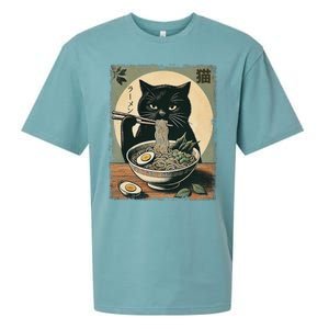 Cat Ramen Japanese Funny Graphic Kawaii Cat Anime Gifts Sueded Cloud Jersey T-Shirt