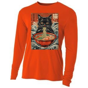 Cat Ramen Japanese Kawaii Cat Anime Cooling Performance Long Sleeve Crew