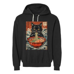 Cat Ramen Japanese Kawaii Cat Anime Garment-Dyed Fleece Hoodie